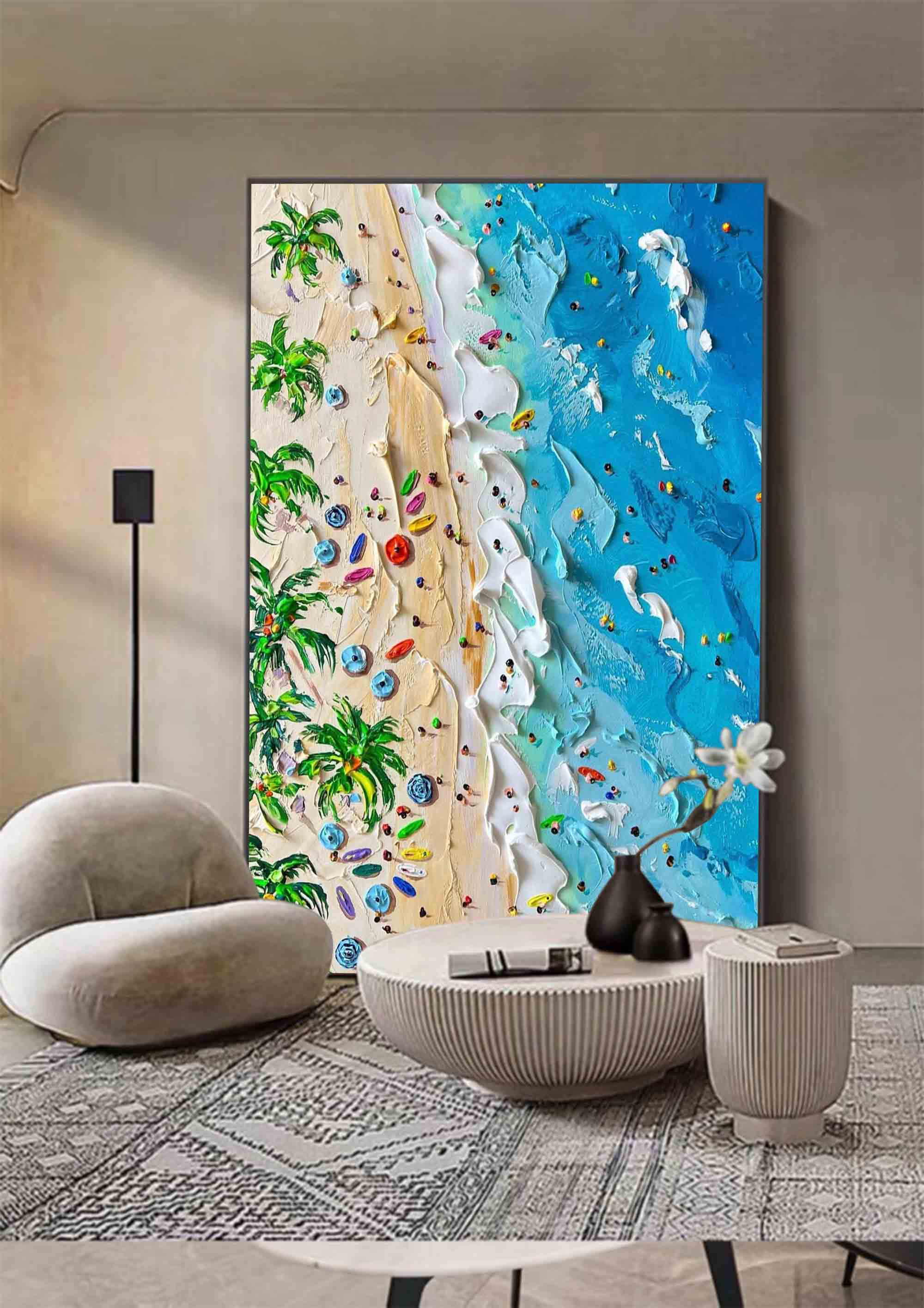 Wall Art Aerial View Beach Scene Lively