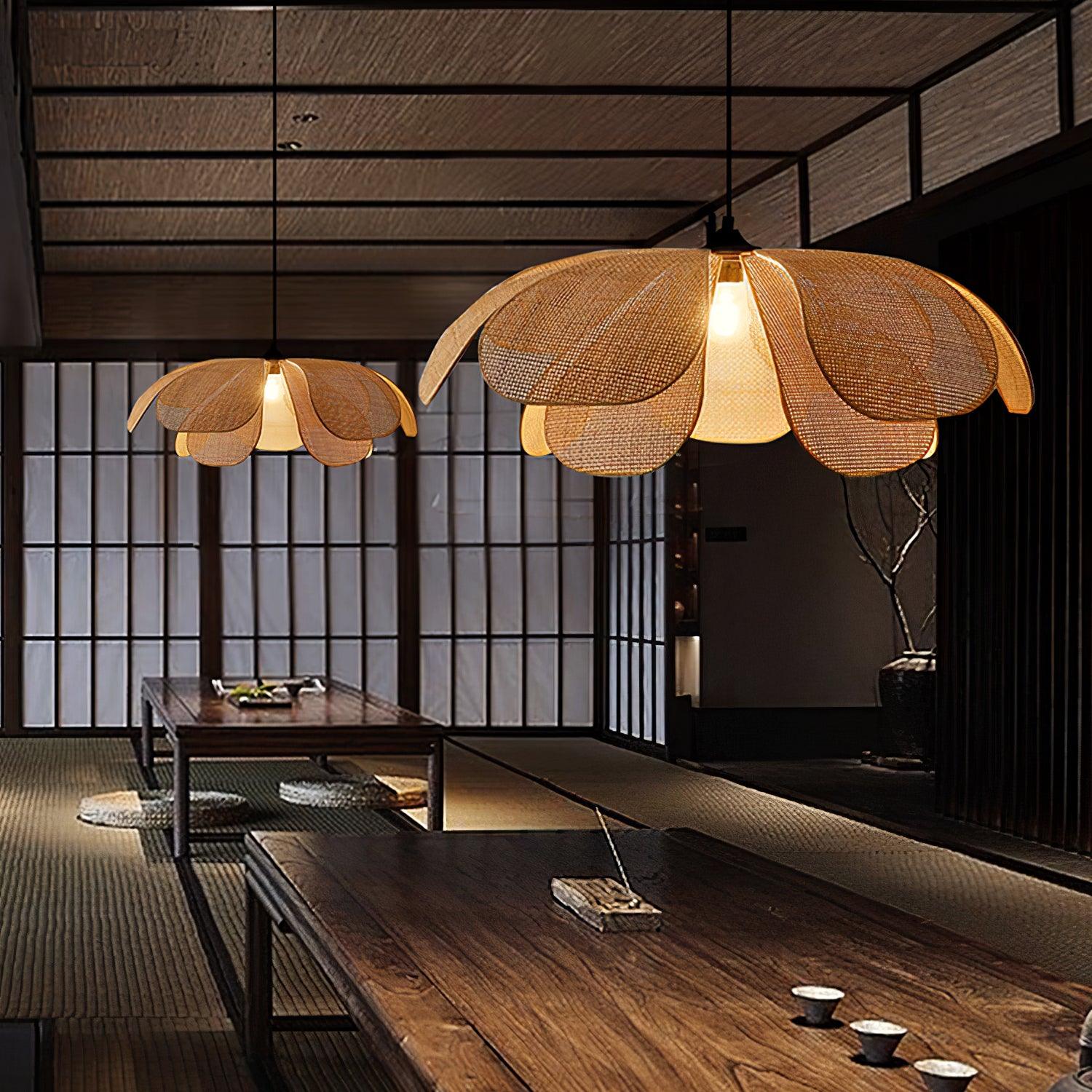 Eloria Petal-Shaped Rattan Pendant Light - Neutralighting