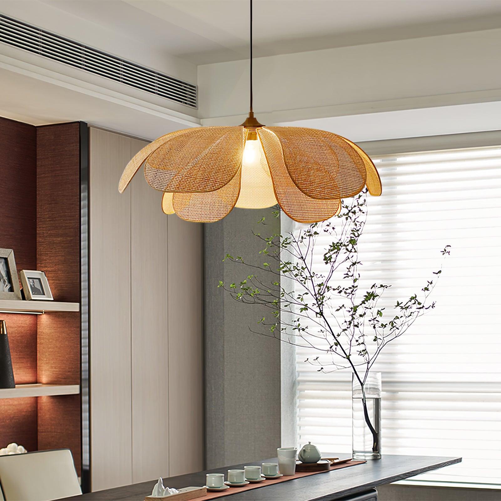 Eloria Petal-Shaped Rattan Pendant Light - Neutralighting