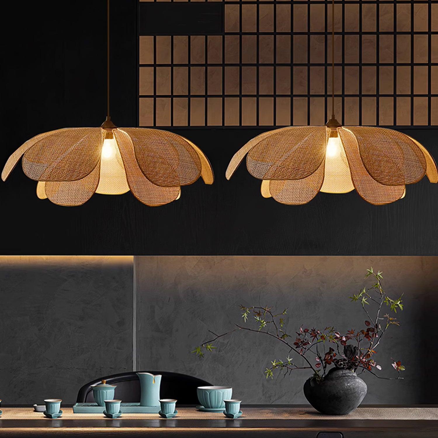 Eloria Petal-Shaped Rattan Pendant Light - Neutralighting