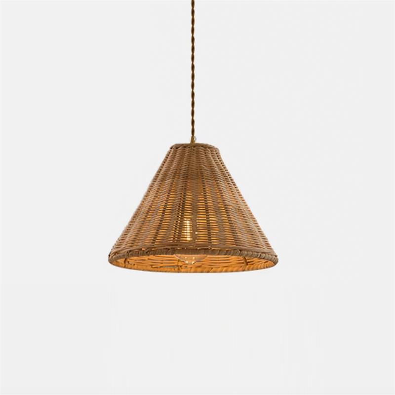 Pendant Lamp Rattan Shade and Metal Body Cone Shape Natural Minimalist - Neutralighting