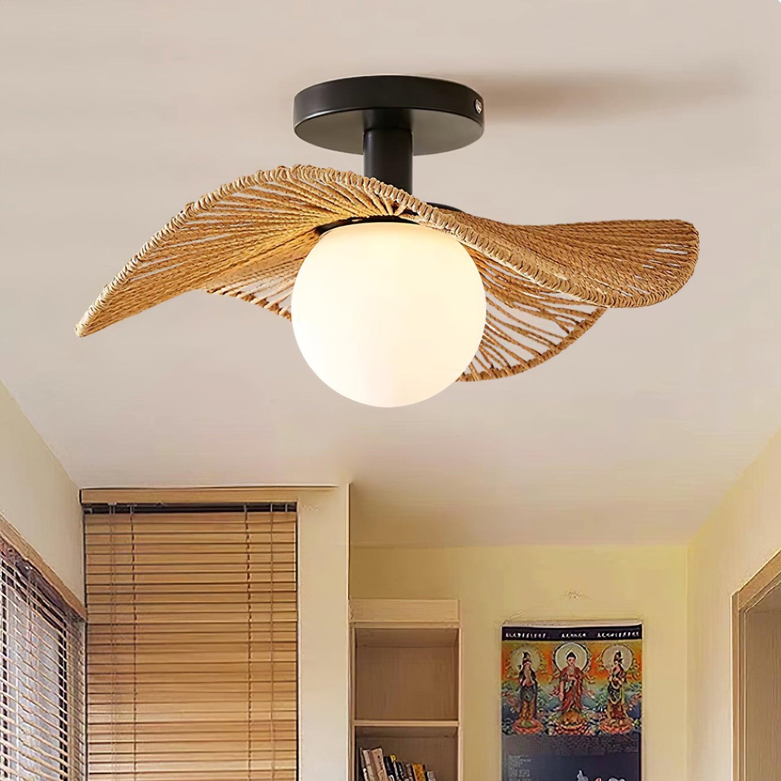 Fynora Woven Semi Flush Ceiling Light - Neutralighting