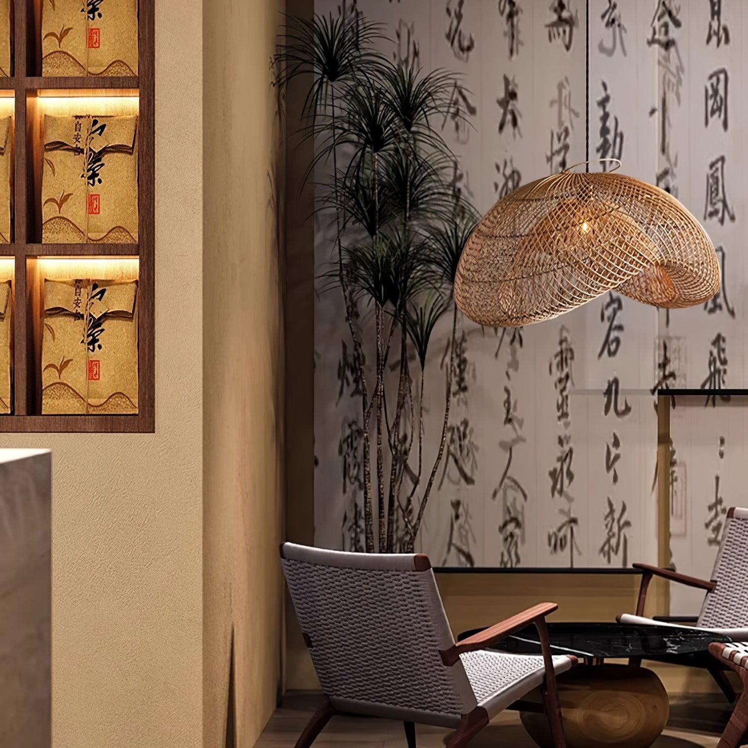 Juno Rustic Rattan Pendant Light Living Room - Neutralighting