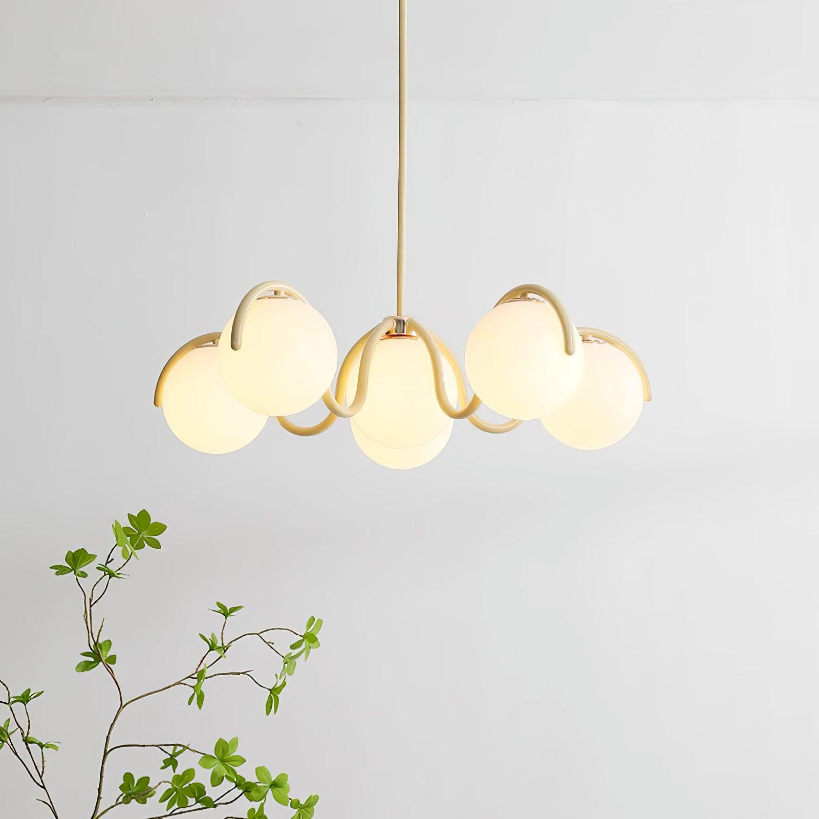 Pheva Curve Linear Chandelier Red&Silver - Neutralighting