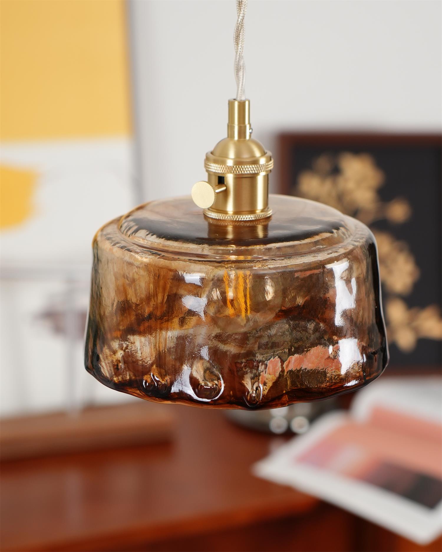 Amberlyn Vintage Amber Glass Pendant Light - Neutralighting