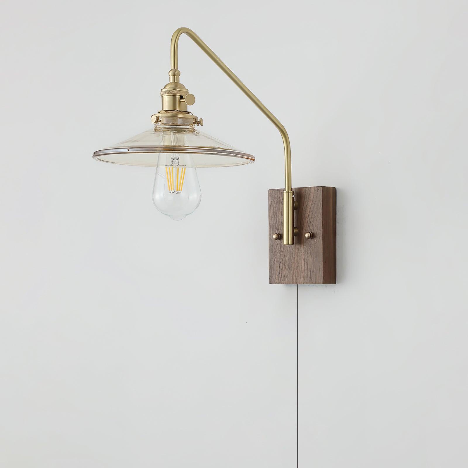 Wall Light Retro Plug In with Brass, Walnut French Elegance - Neutralighting
