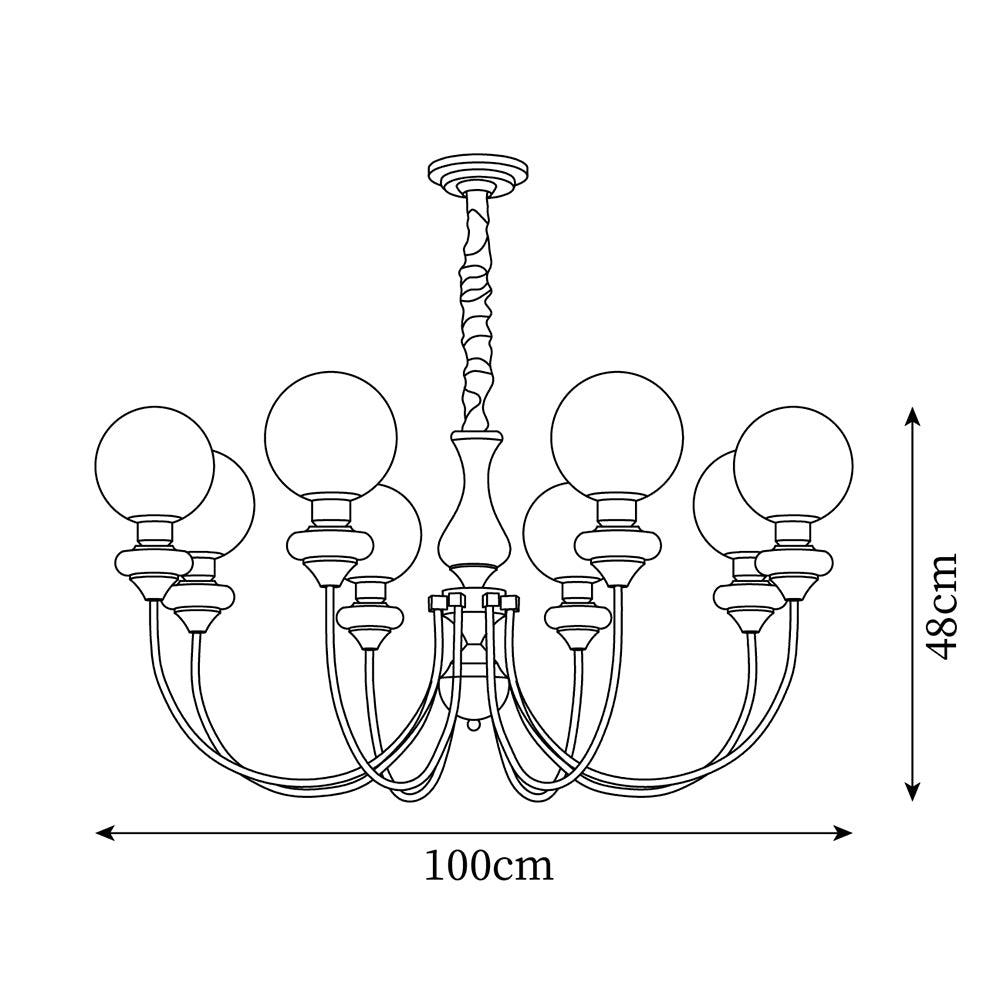 Chandelier Brass Curved Arms Walnut Vintage - Neutralighting