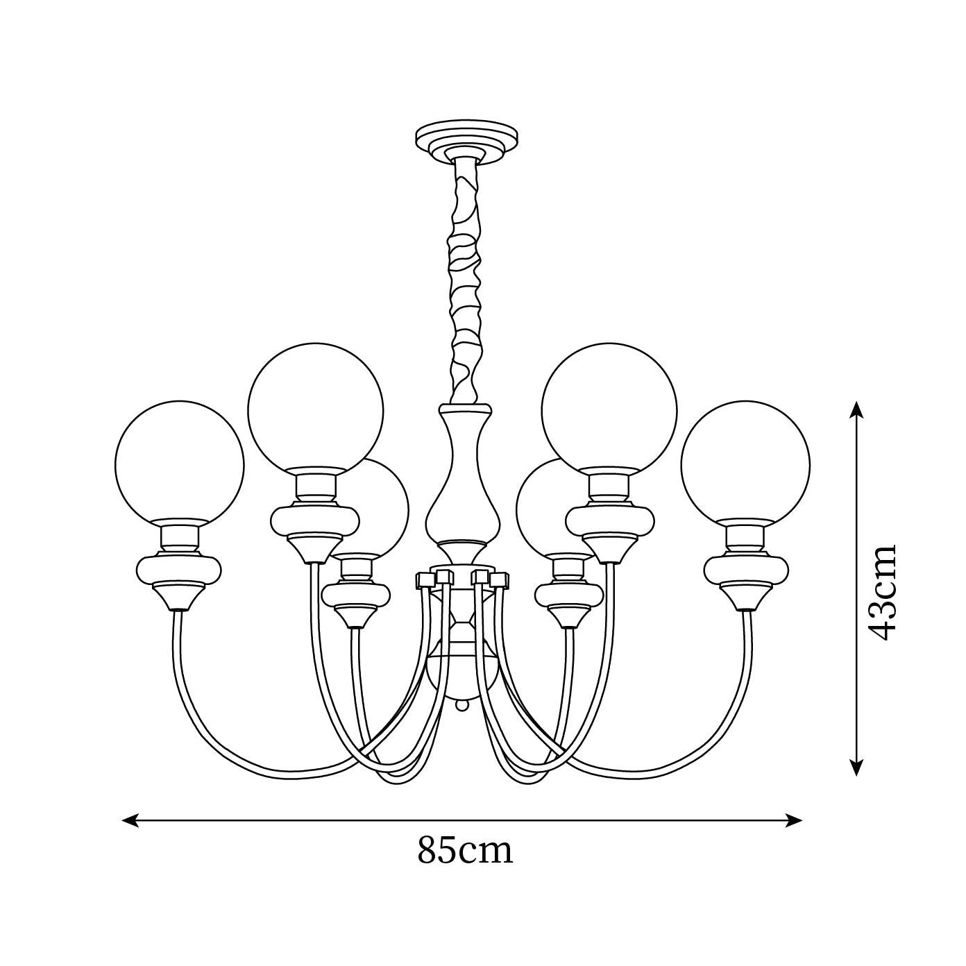Chandelier Brass Curved Arms Walnut Vintage - Neutralighting