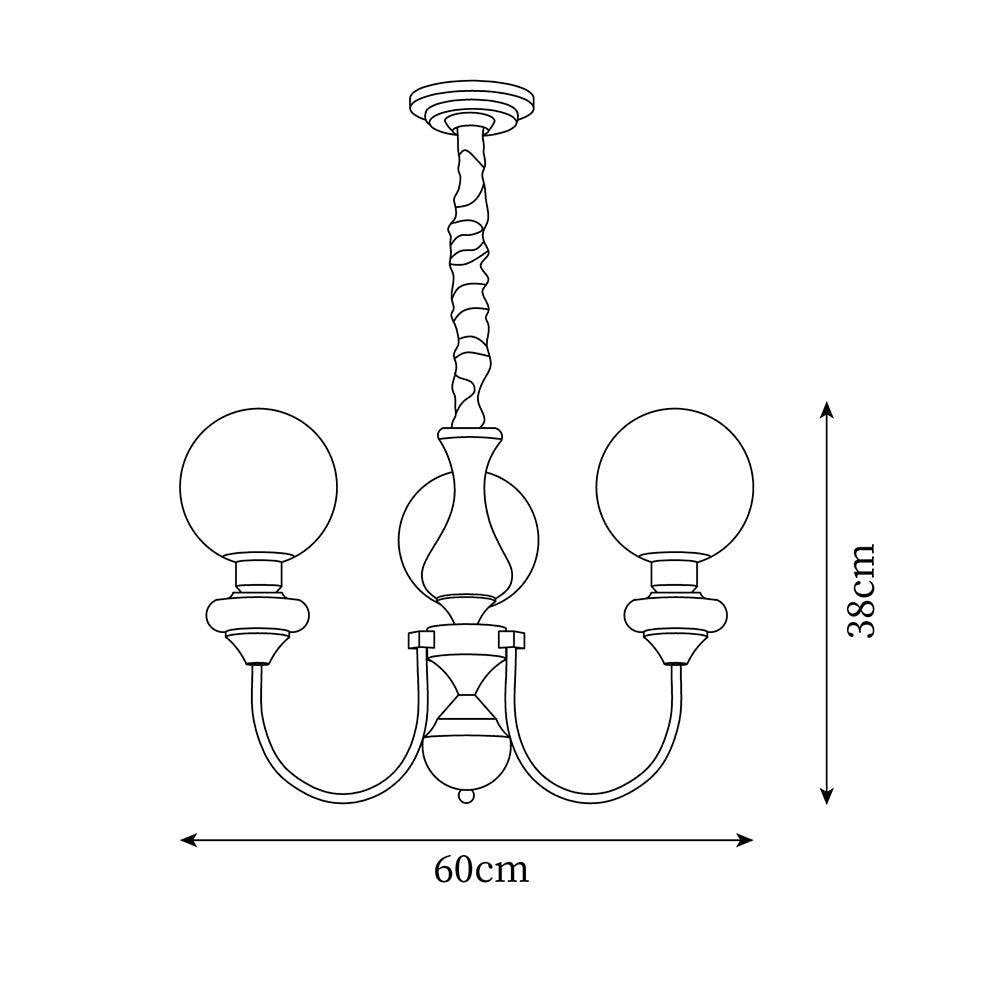 Chandelier Brass Curved Arms Walnut Vintage - Neutralighting