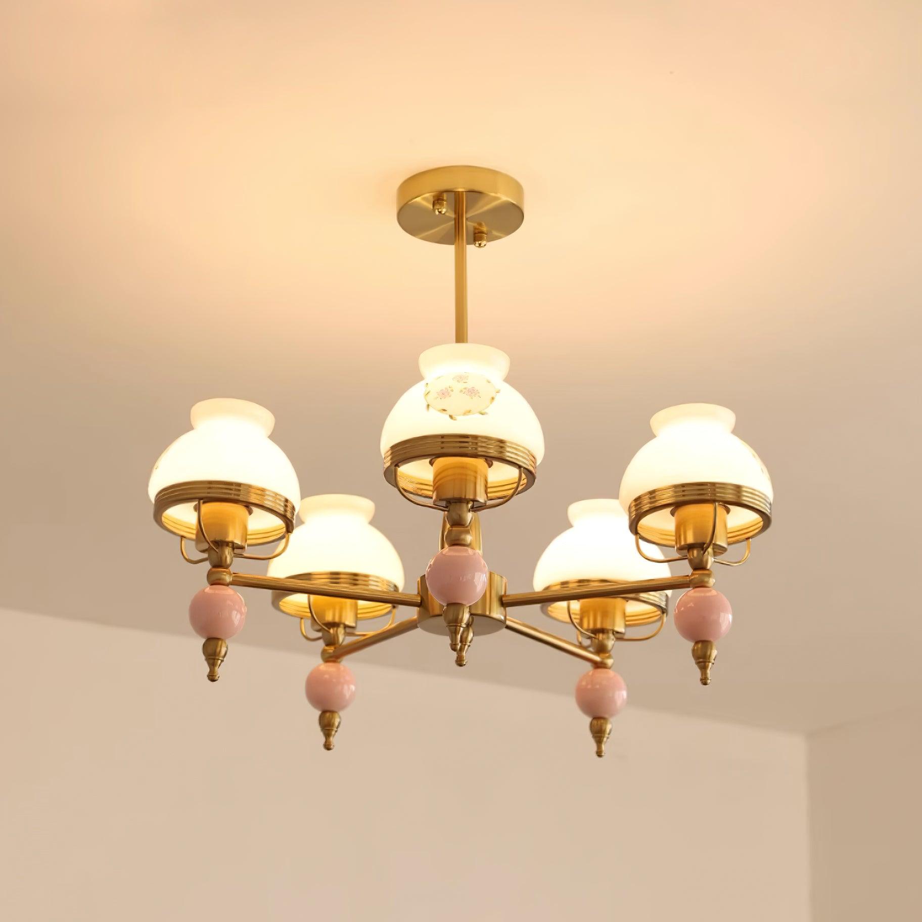 Chandelier Glass and Metal Fixture for Dining or Living Room Vintage - Neutralighting