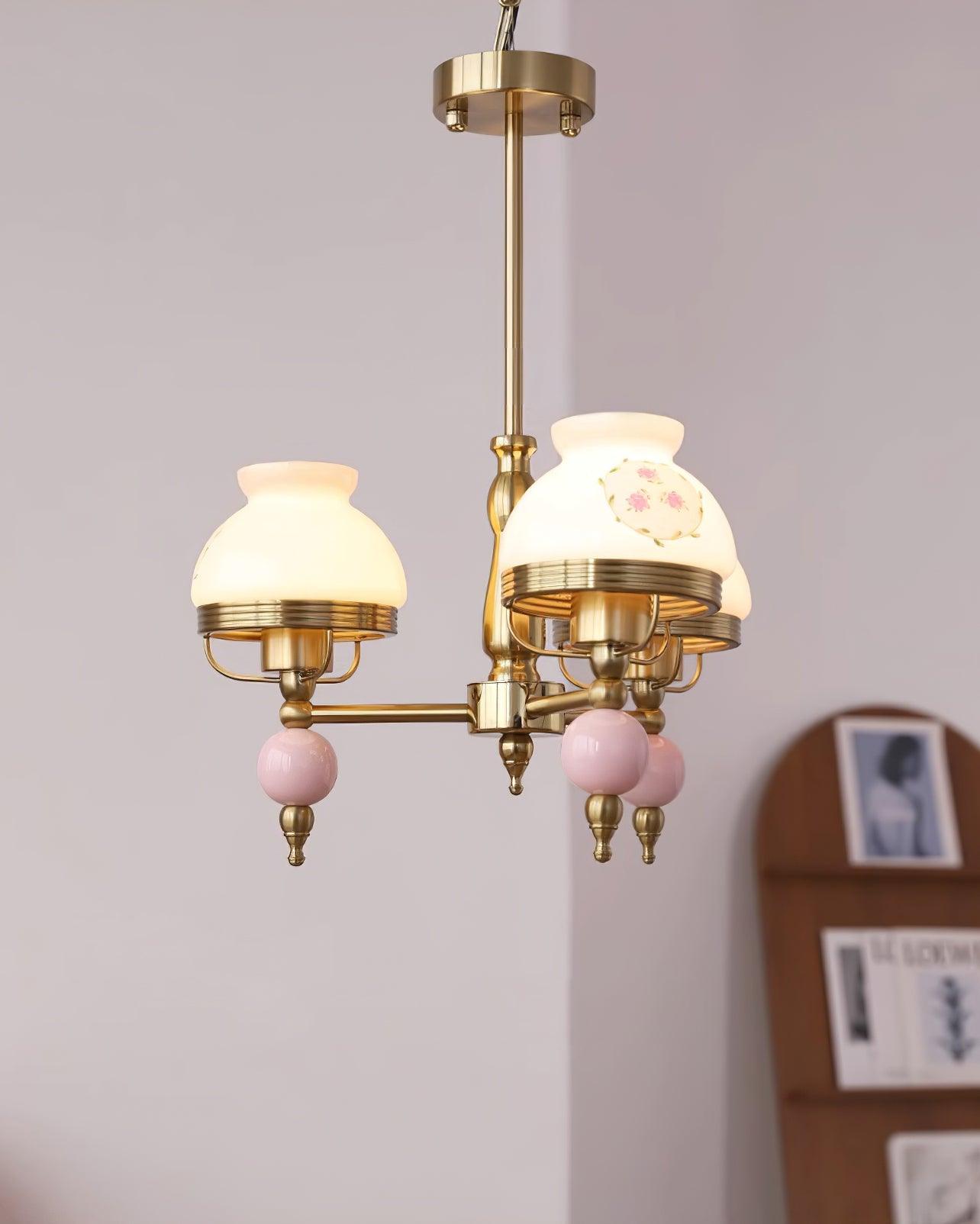 Chandelier Glass and Metal Fixture for Dining or Living Room Vintage - Neutralighting