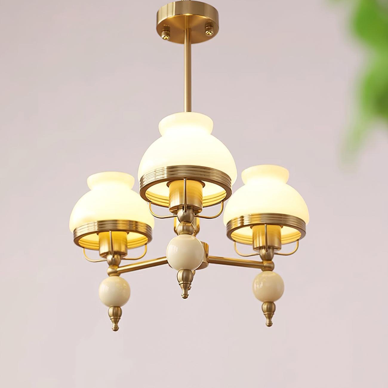 Chandelier Glass and Metal Fixture for Dining or Living Room Vintage - Neutralighting