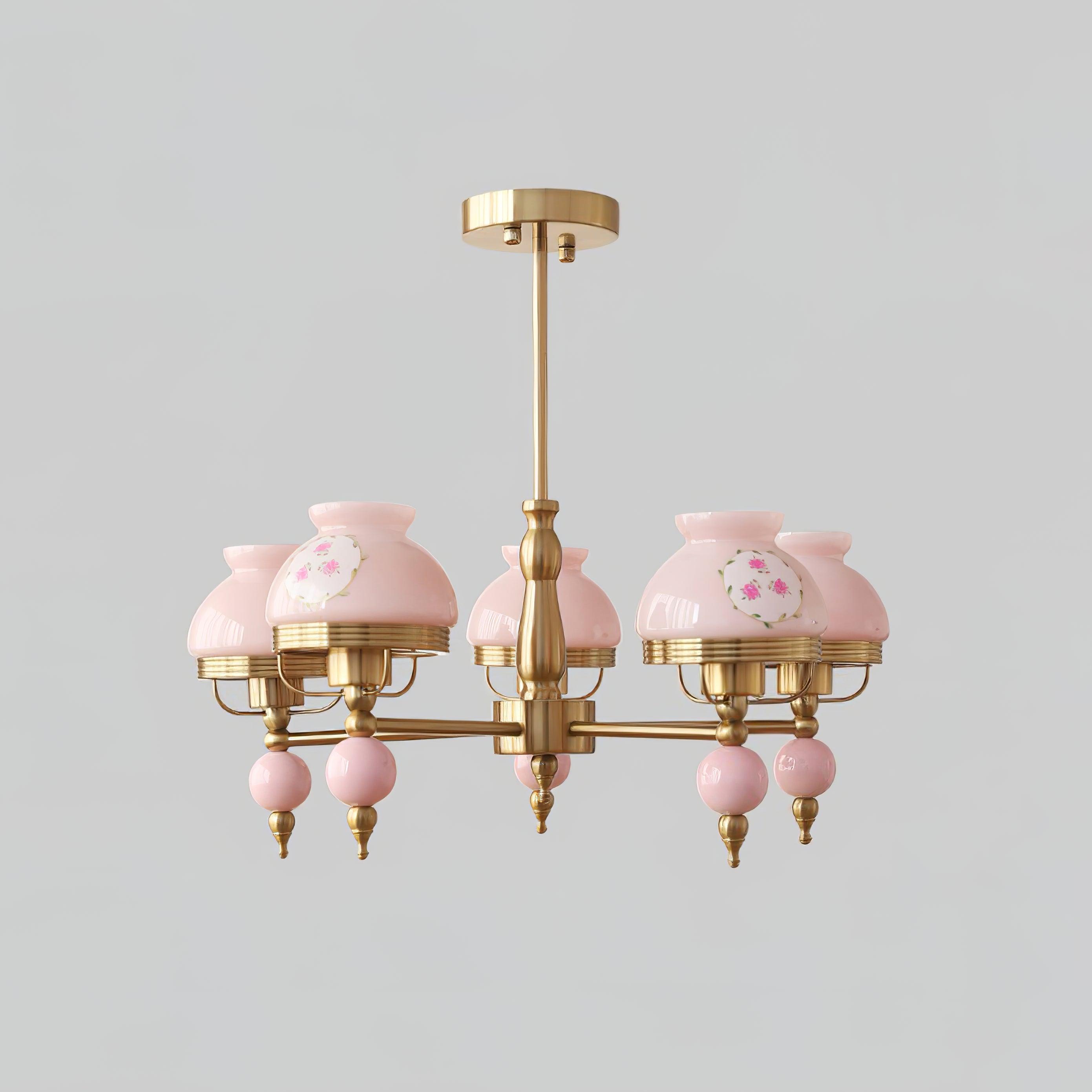 Chandelier Glass and Metal Fixture for Dining or Living Room Vintage - Neutralighting