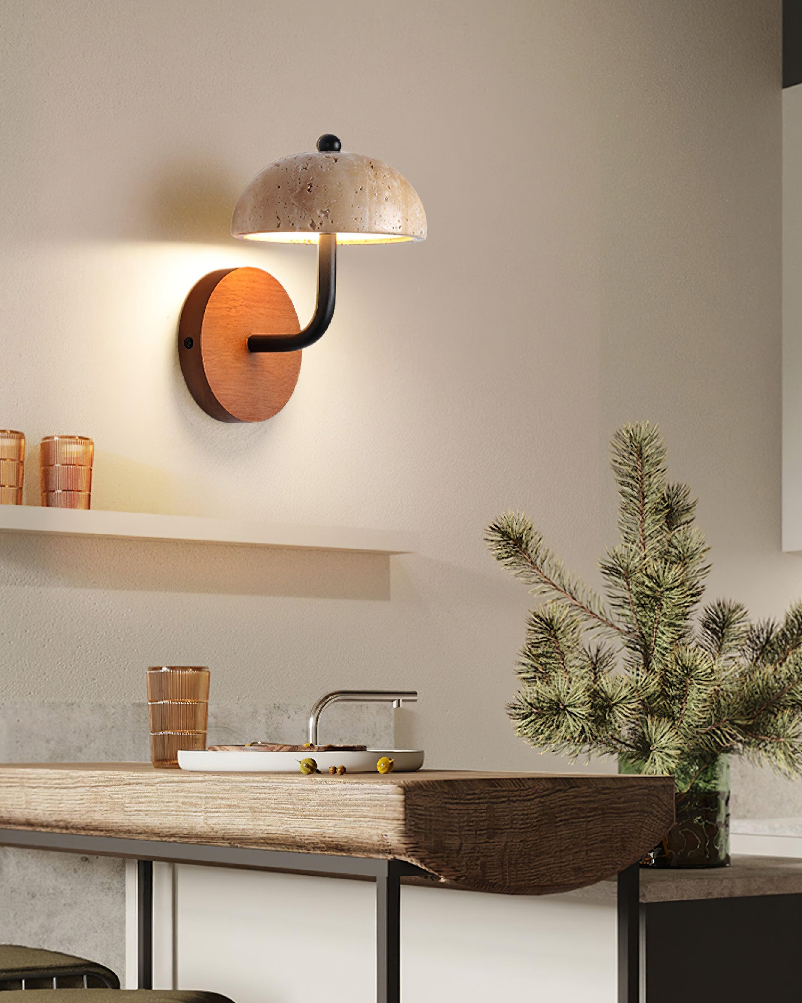 Solaro Wall Light Travertine Half-dome Shade - Neutralighting