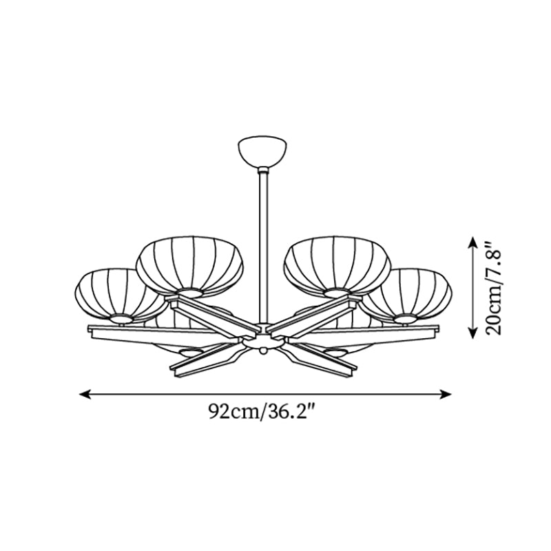 Chandelier Walnut Wood Arms and Opal Glass Shades Midcentury - Neutralighting