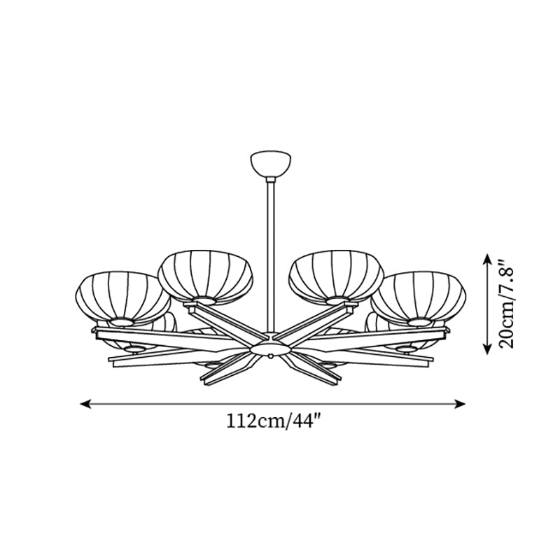 Chandelier Walnut Wood Arms and Opal Glass Shades Midcentury - Neutralighting