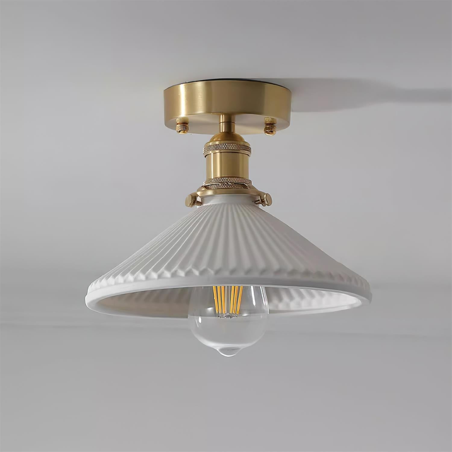 Belmont Vintage Brass & Ceramic Ceiling Light - Neutralighting