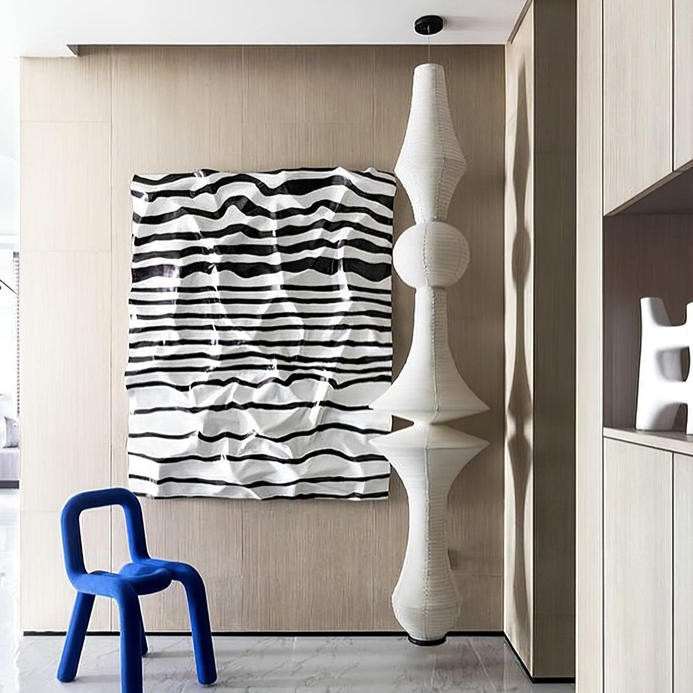 Faye Sculptural Paper Vertical Pendant Light - Neutralighting