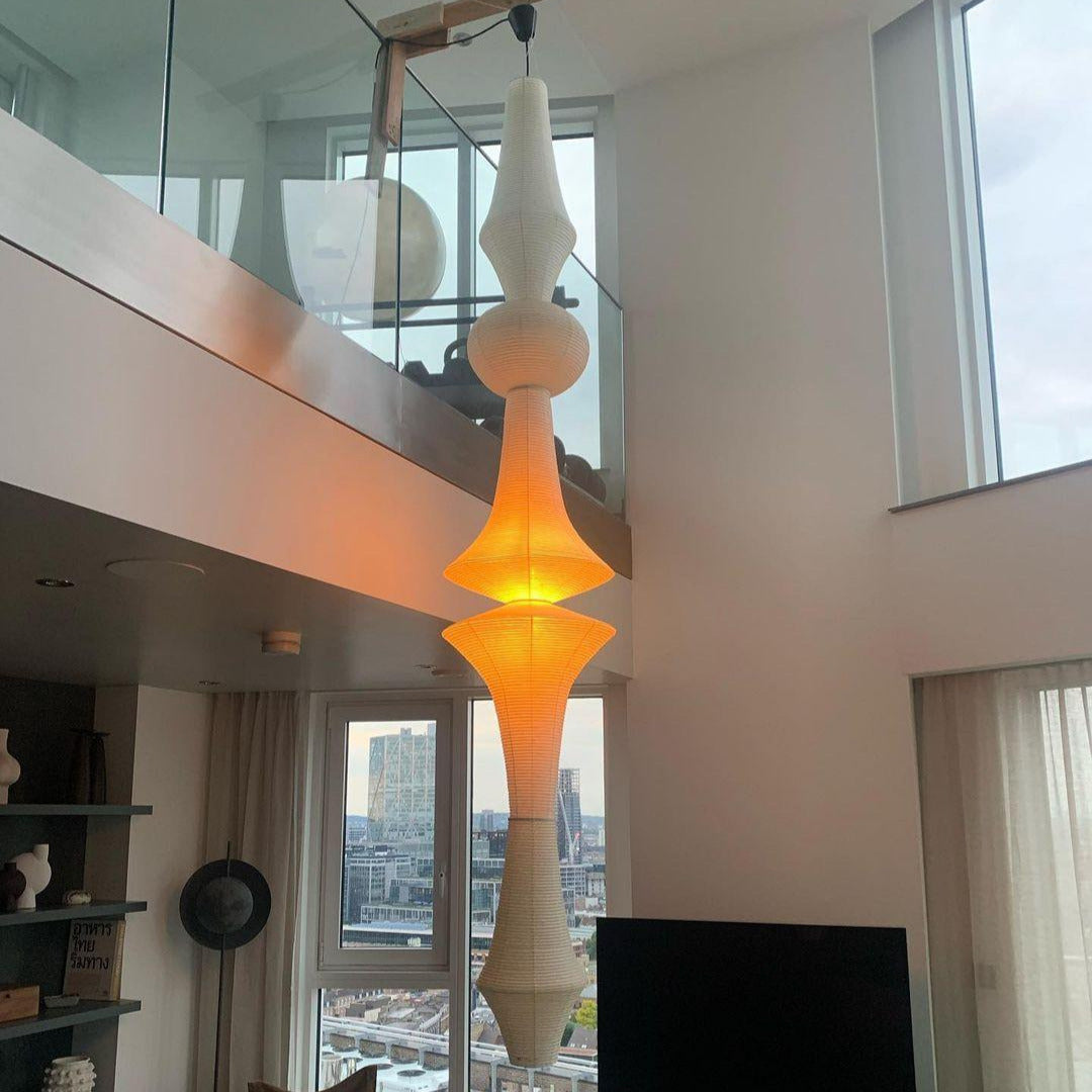 Faye Sculptural Paper Vertical Pendant Light - Neutralighting