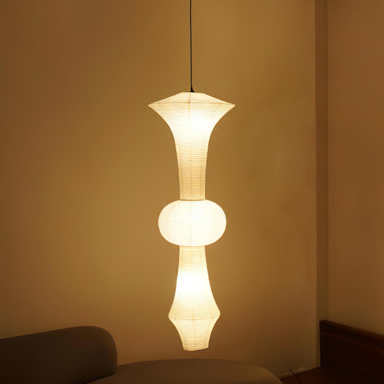 Faye Sculptural Paper Vertical Pendant Light - Neutralighting
