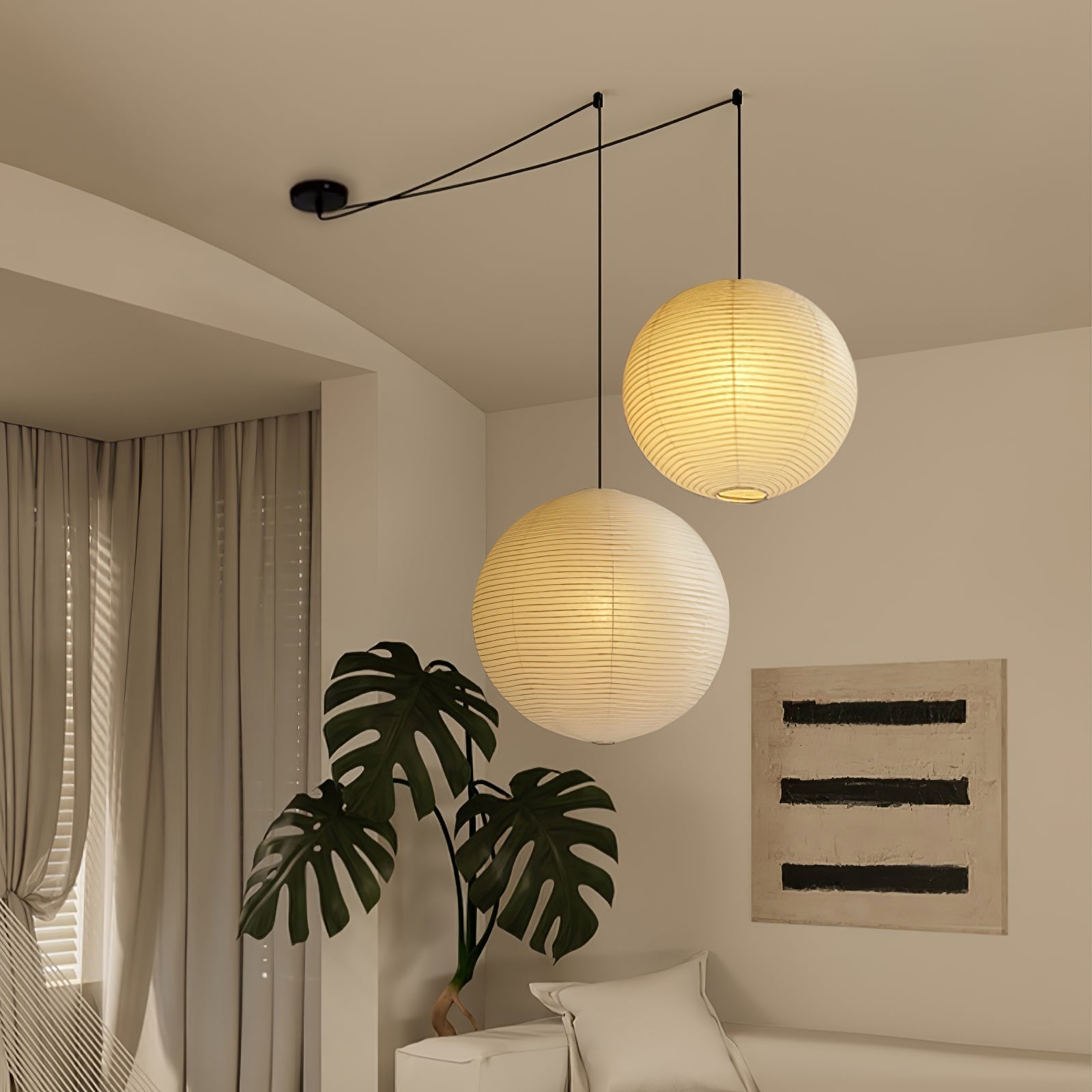 Sylin Pendant Swag Light Mulberry Silk - Neutralighting