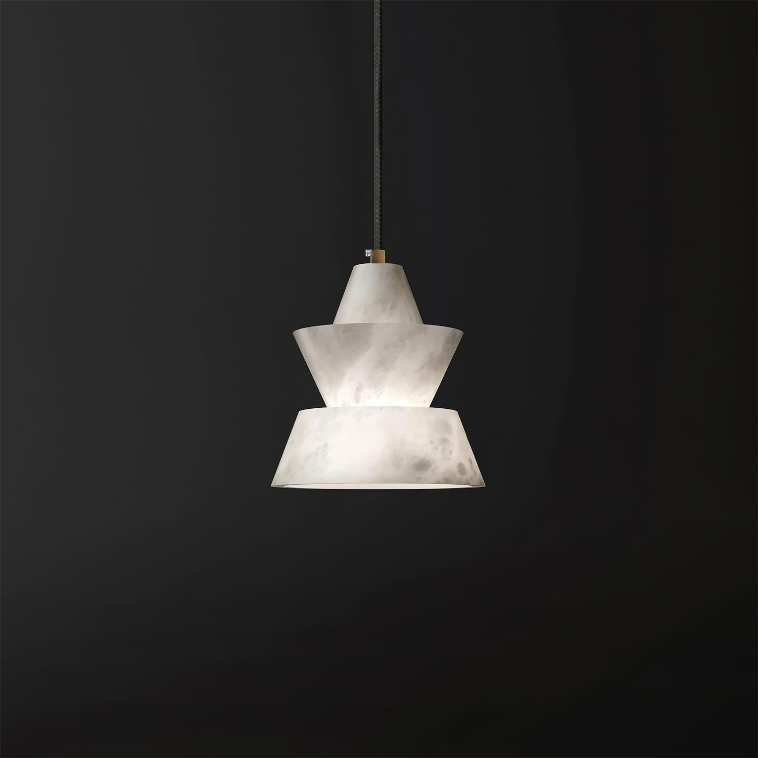 Ezion Layered White Alabaster Pendant Light - Neutralighting