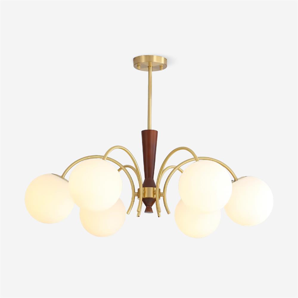 Veslo Brass and Wood Globe Chandelier - Neutralighting