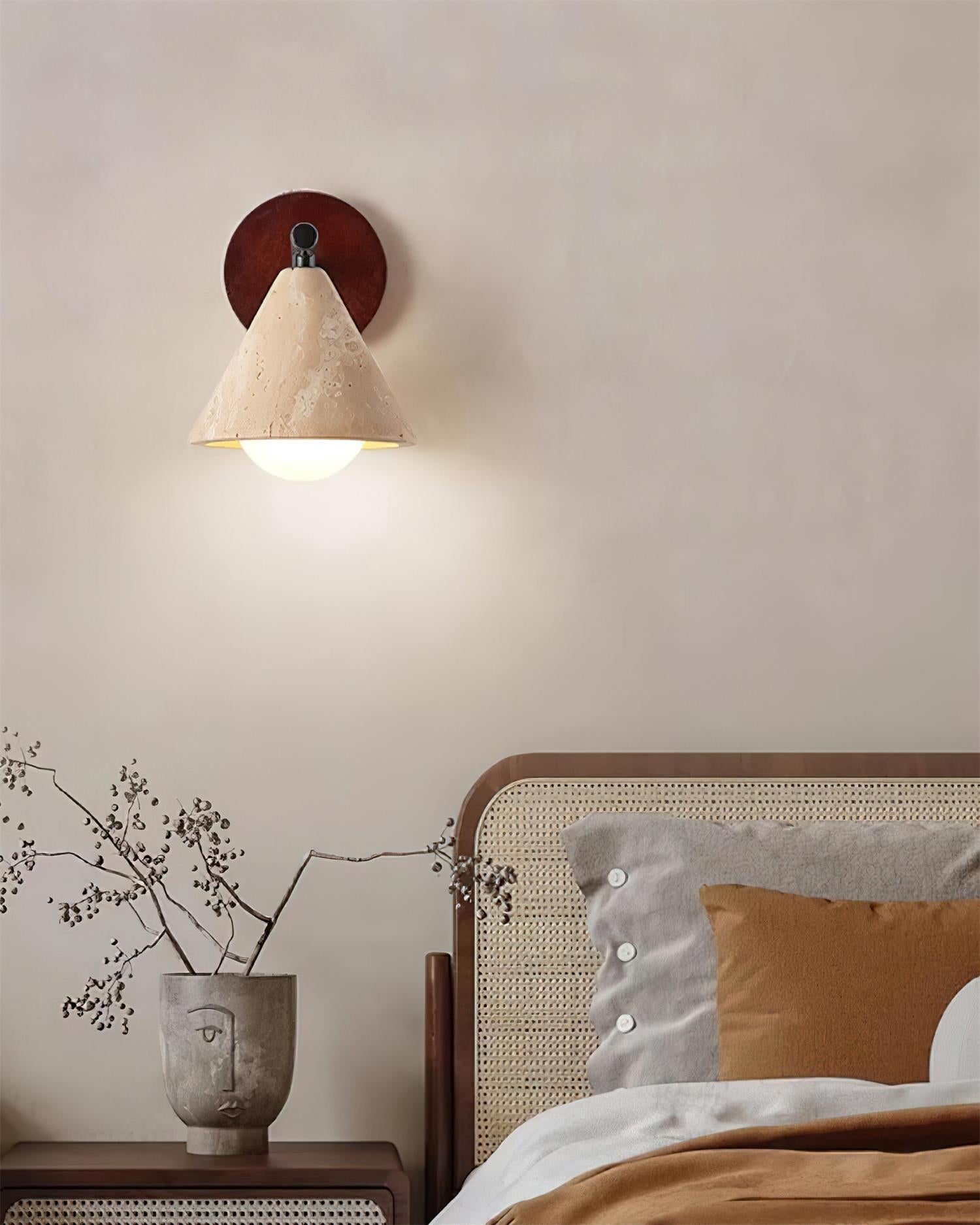 Riita Wall Lamp triangular cone-shaped travertine - Neutralighting