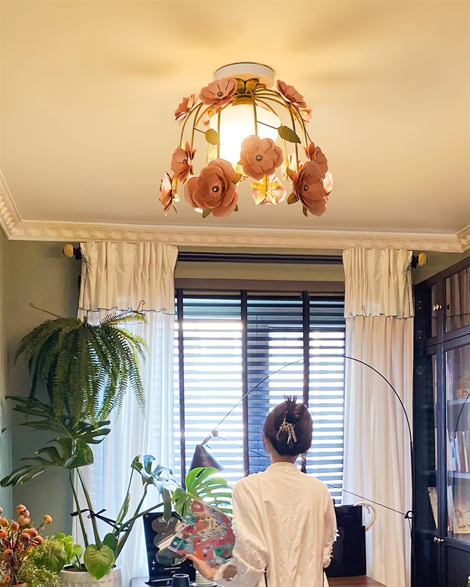 Ceiling Light Metal Canopy Floral Blossom Romantic Ambience - Neutralighting