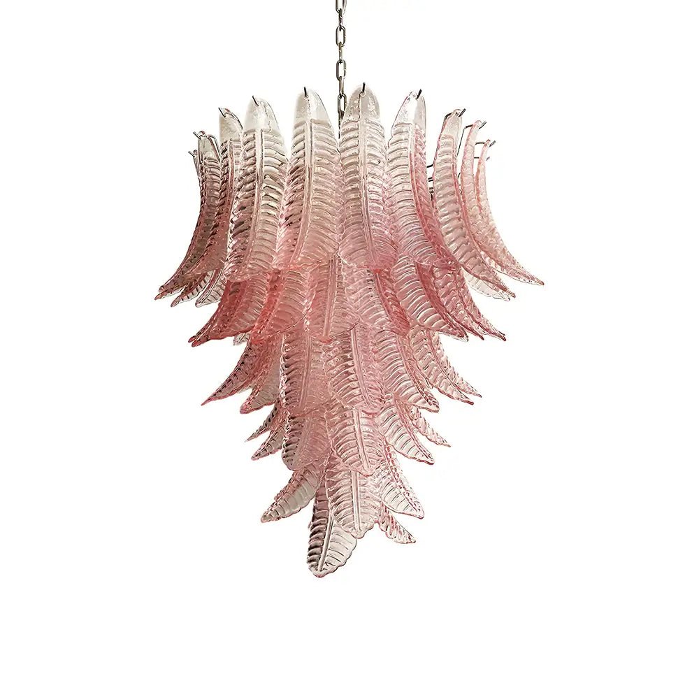 Aurora Chandelier Pink Murano Glass Leaves Cascading Romantic