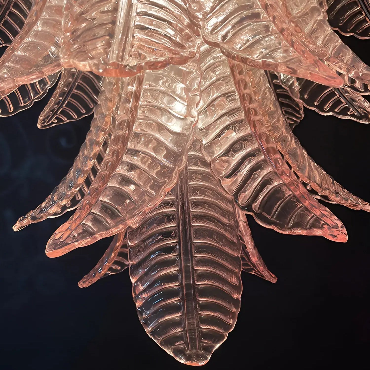 Aurora Chandelier Pink Murano Glass Leaves Cascading Romantic