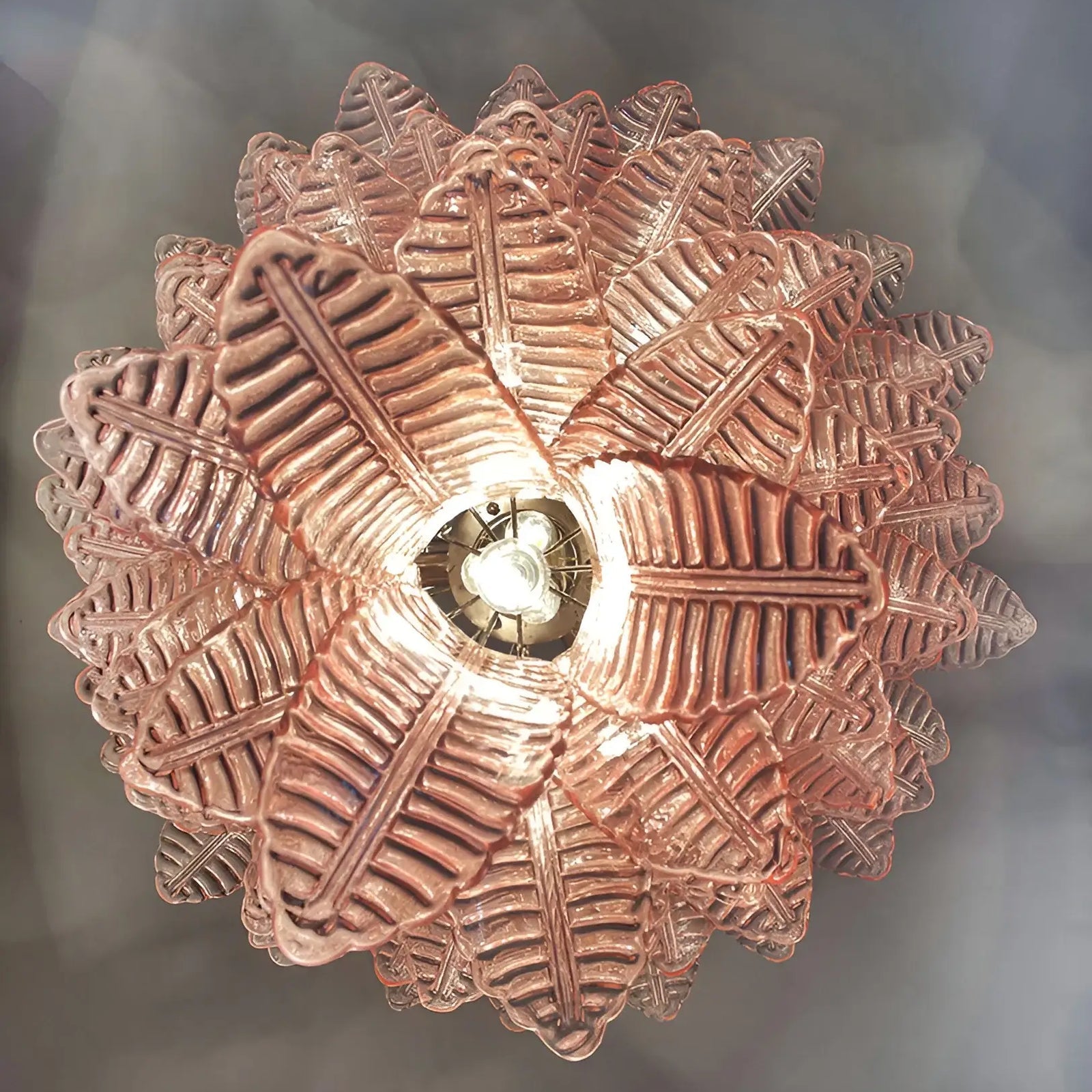 Aurora Chandelier Pink Murano Glass Leaves Cascading Romantic