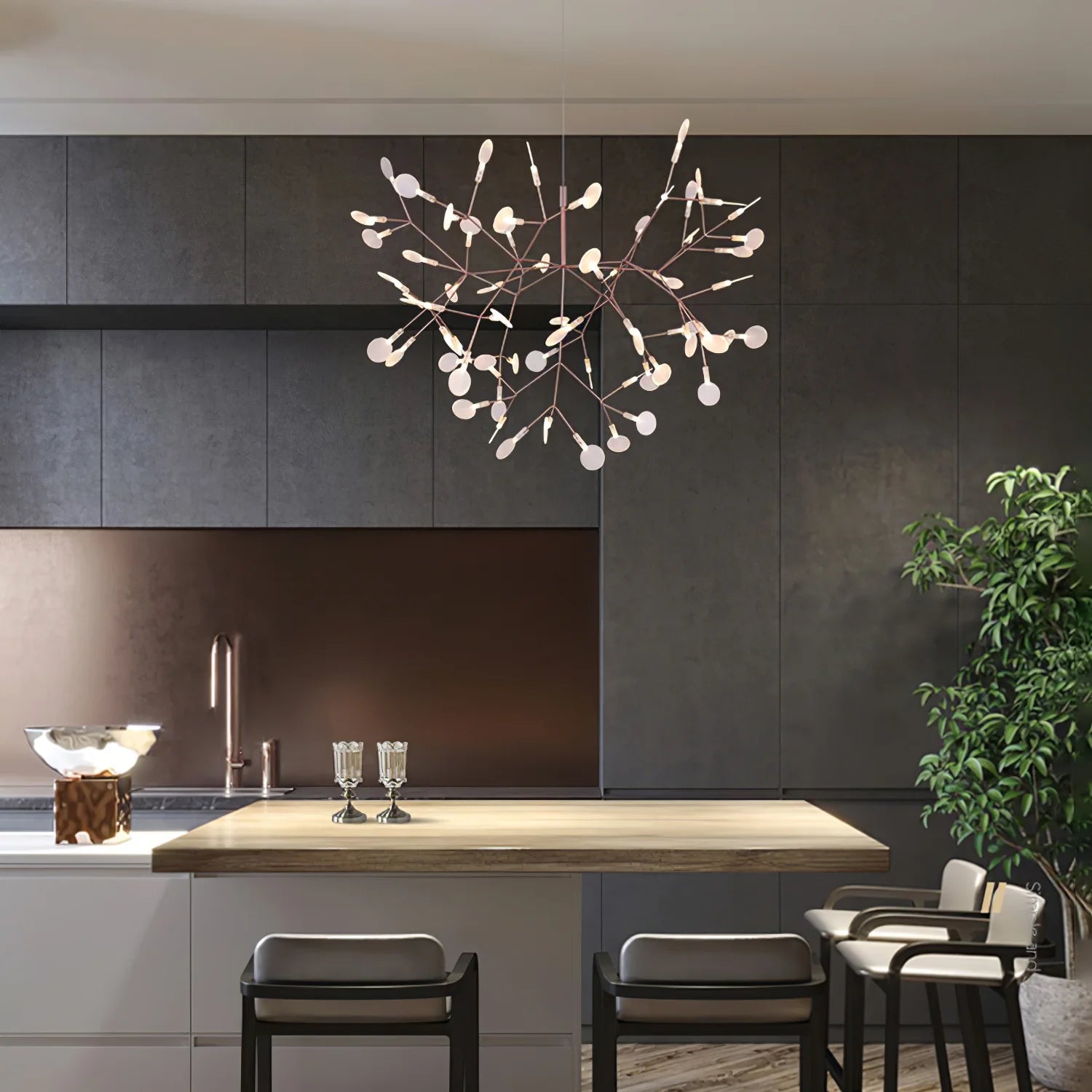 Lior Unique Sputnik Art Deco Firefly Chandelier. Living Room/ Bedroom - Neutralighting