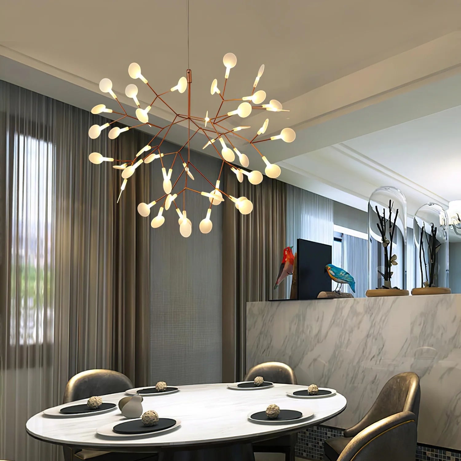 Lior Unique Sputnik Art Deco Firefly Chandelier. Living Room/ Bedroom - Neutralighting