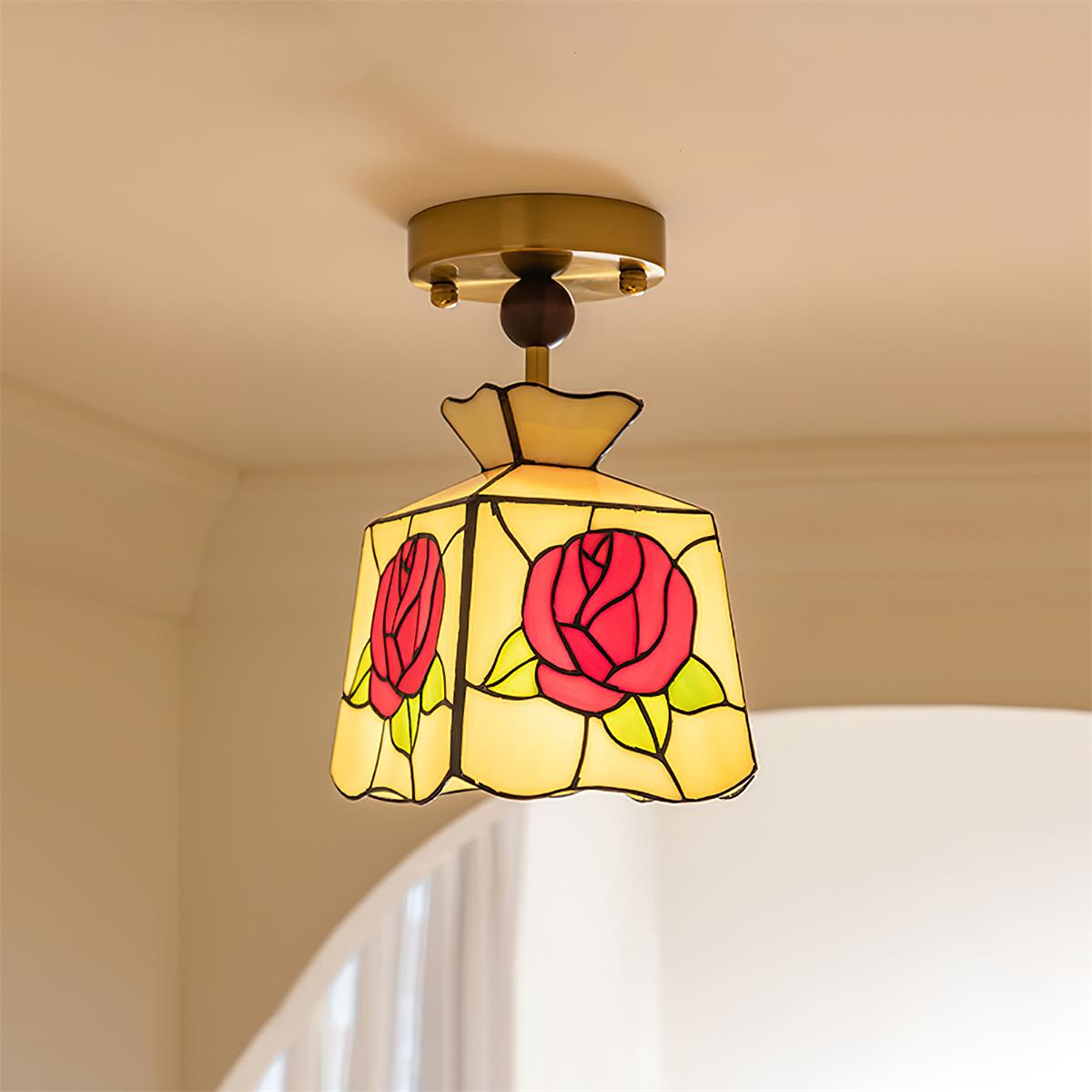 Joviel Tiffany Rose Ceiling Light - Neutralighting