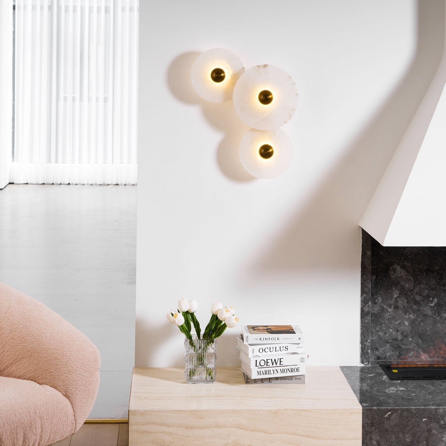Round Wall Lamp Alabaster Cluster Trio - Neutralighting