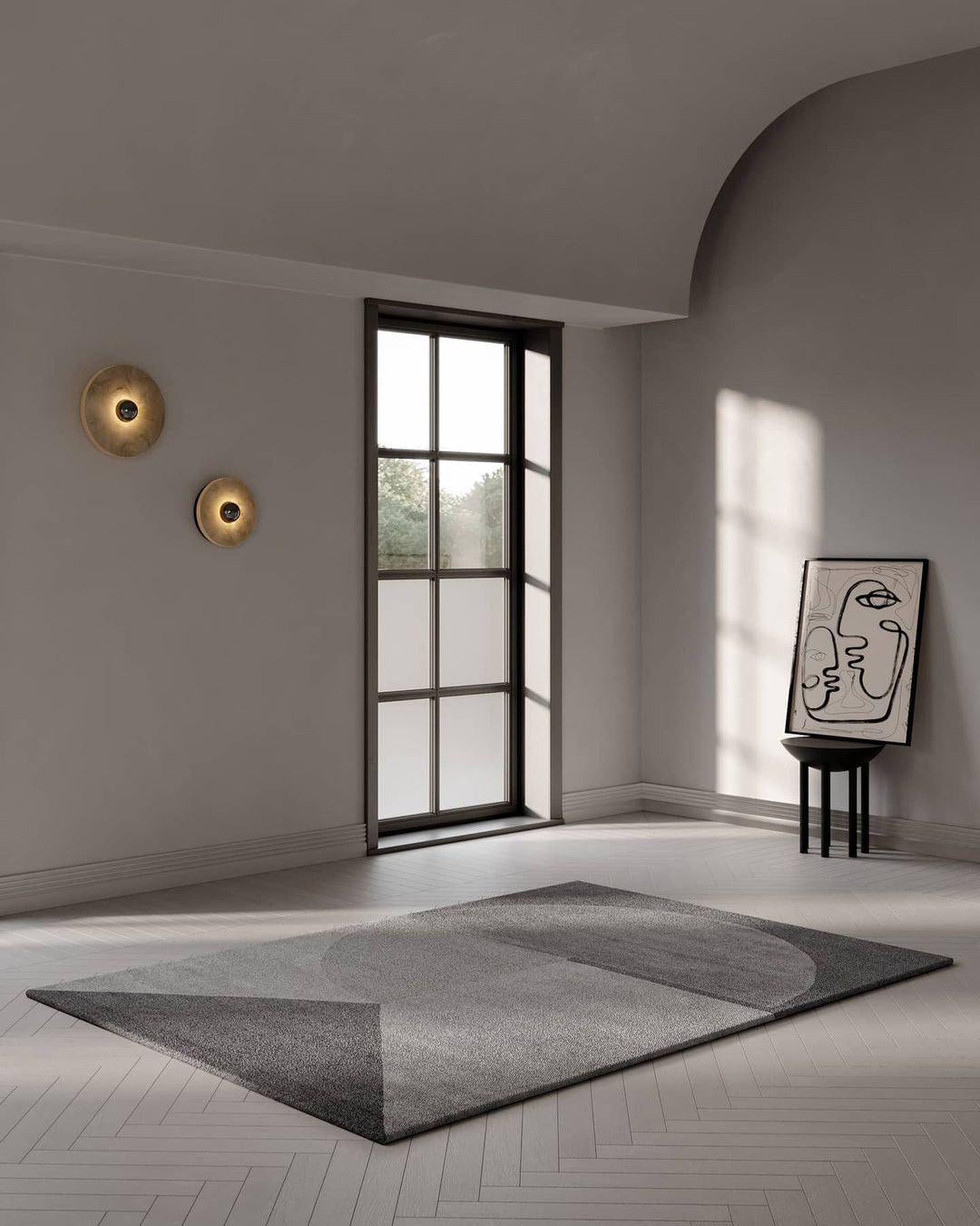 Round Wall Lamp Alabaster Fluted Brass - Neutralighting