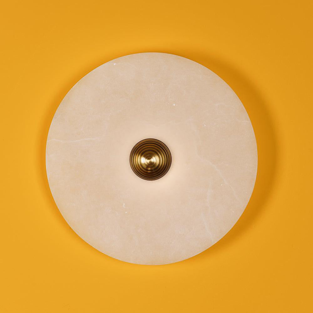 Round Wall Lamp Alabaster Fluted Brass - Neutralighting