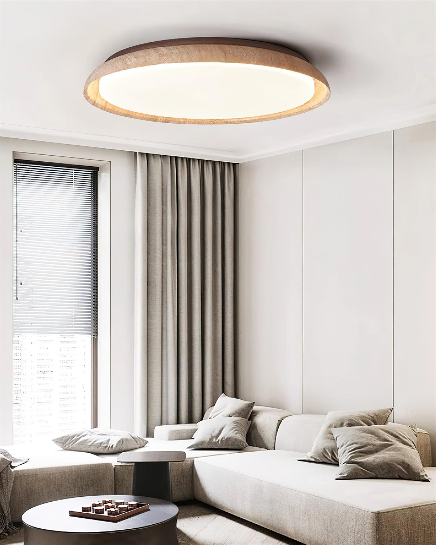 Halo Round Travertine Ceiling Light - Neutralighting