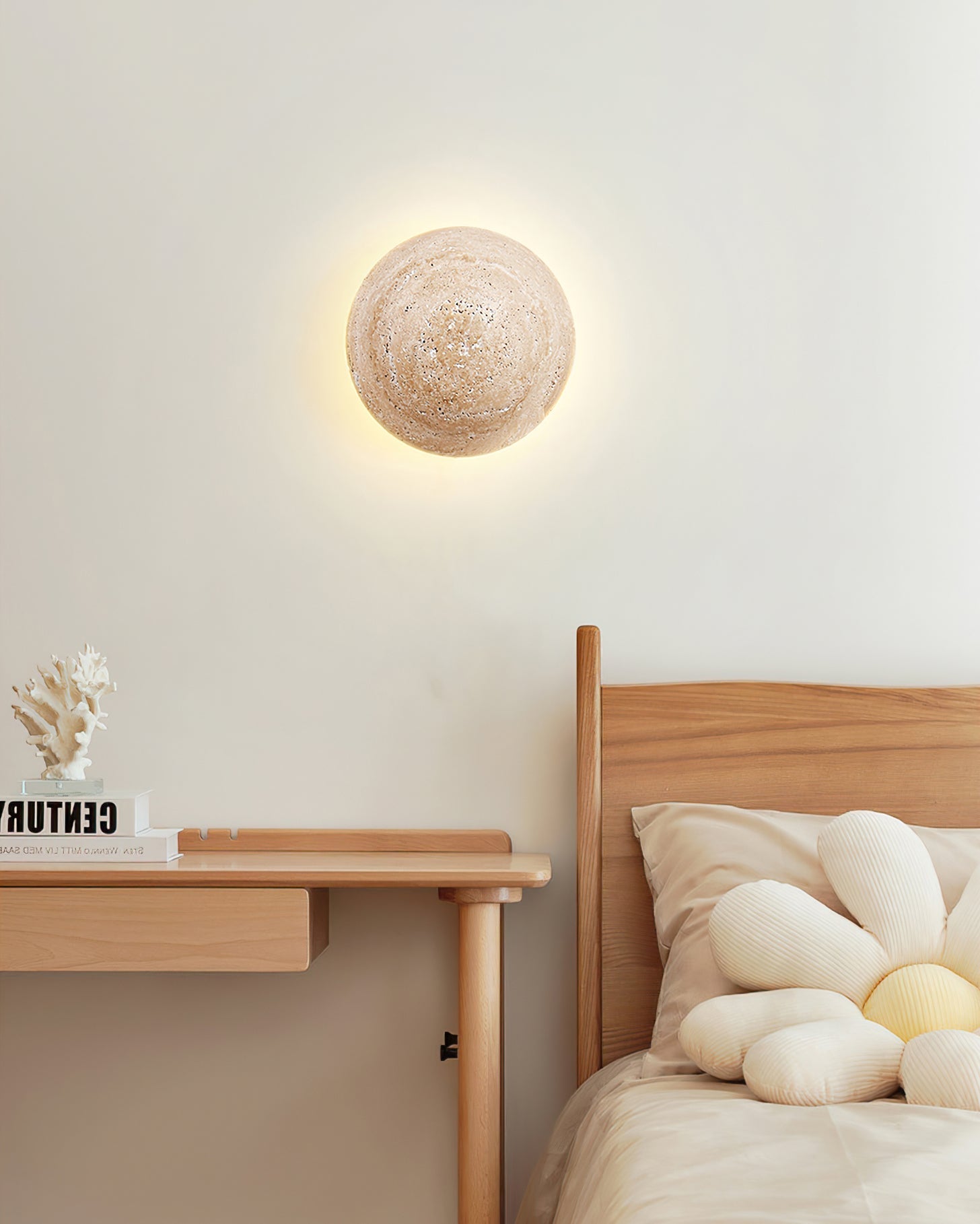 Ritta Round Travertine Wall Lamp - Neutralighting