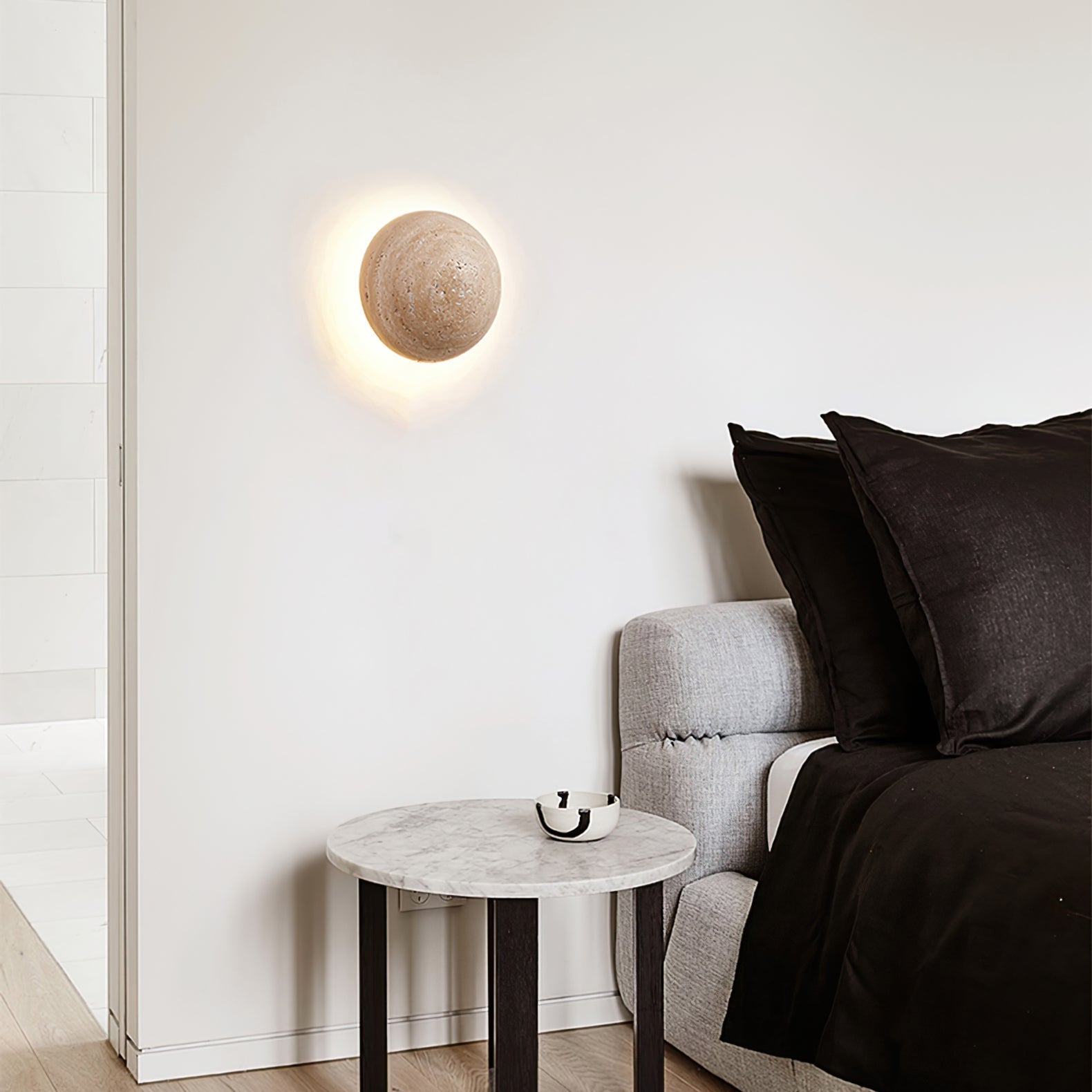 Ritta Round Travertine Wall Lamp - Neutralighting