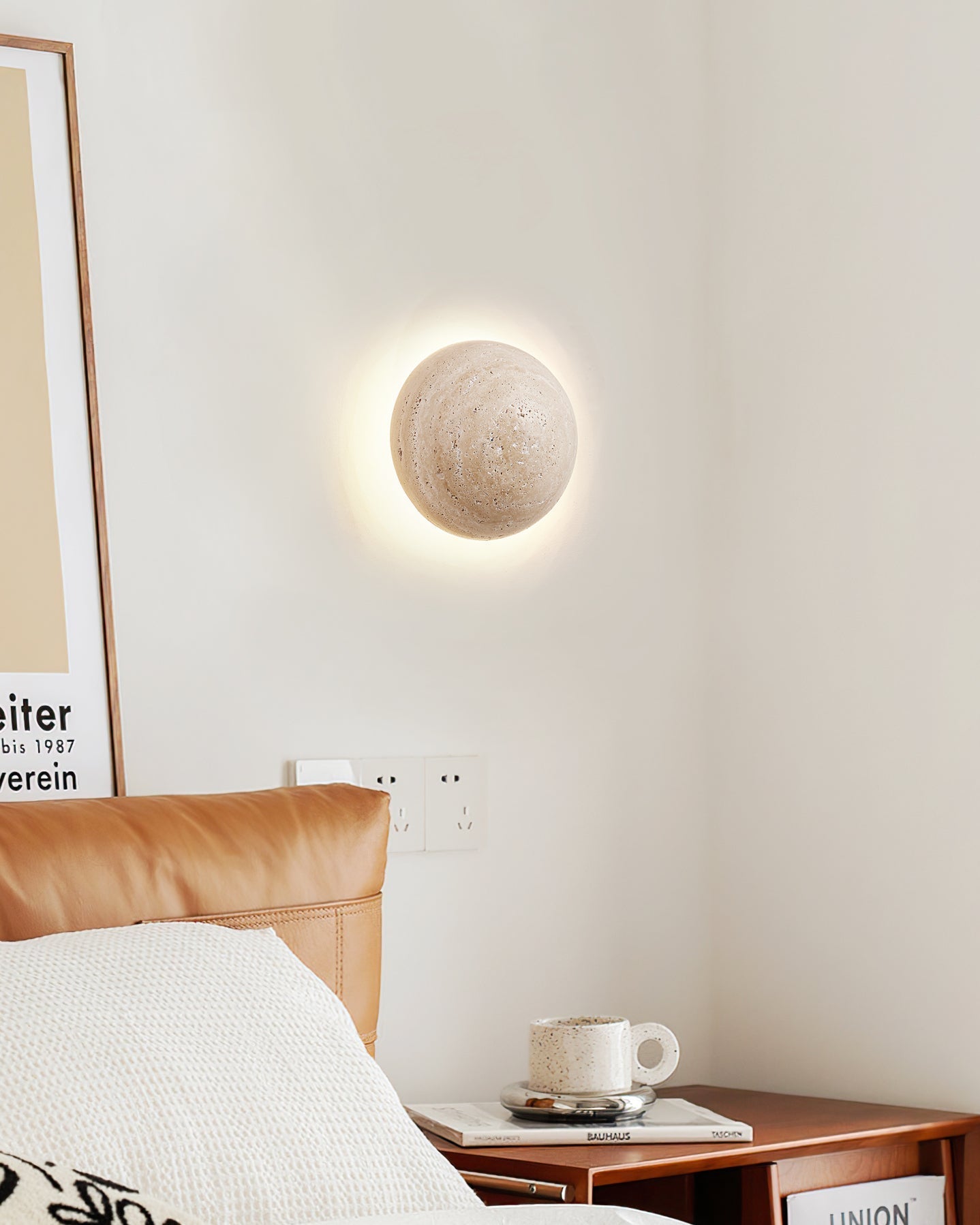 Ritta Round Travertine Wall Lamp - Neutralighting