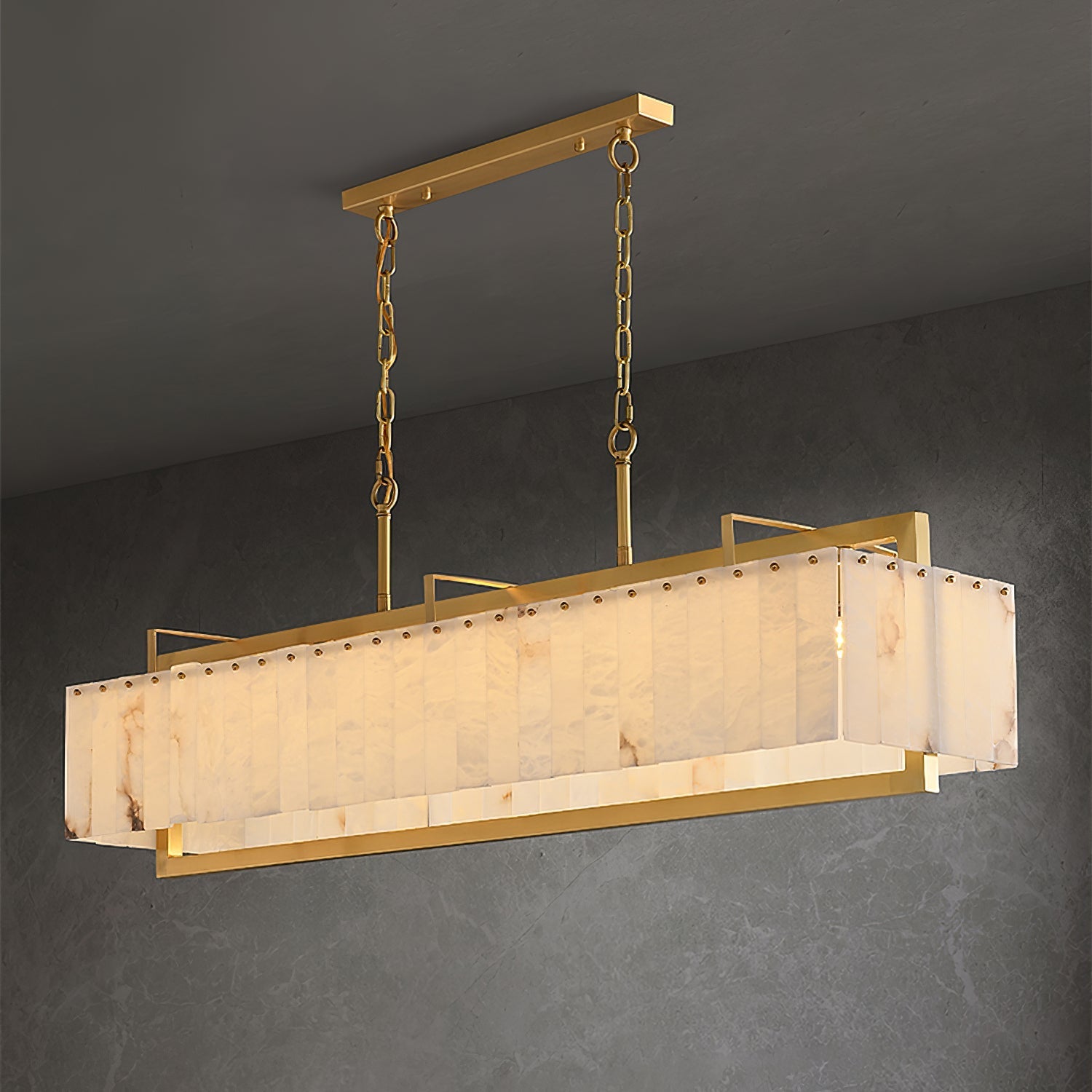 Ruben Chandelier Alabaster Rectangular Luxe - Neutralighting