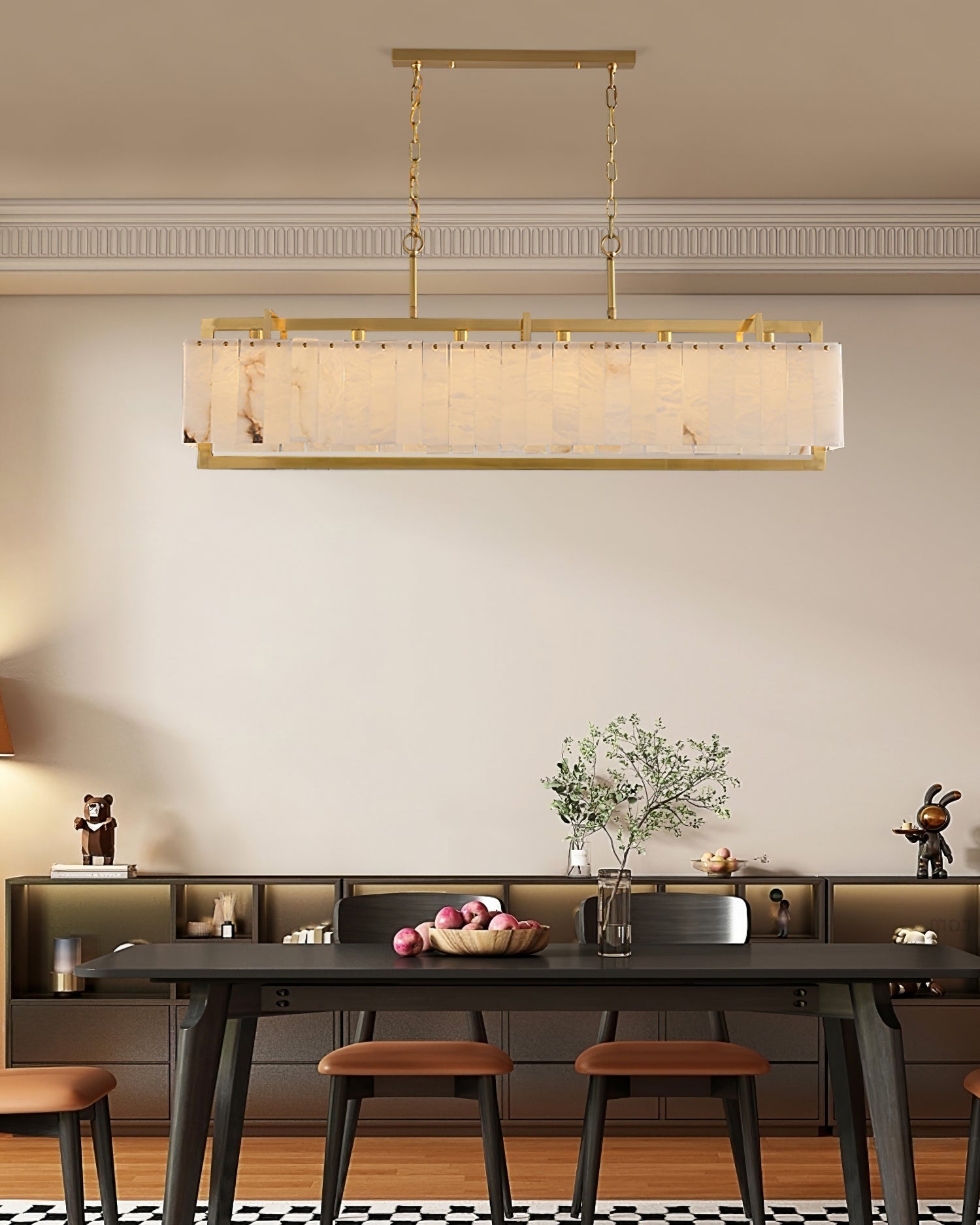 Ruben Chandelier Alabaster Rectangular Luxe - Neutralighting