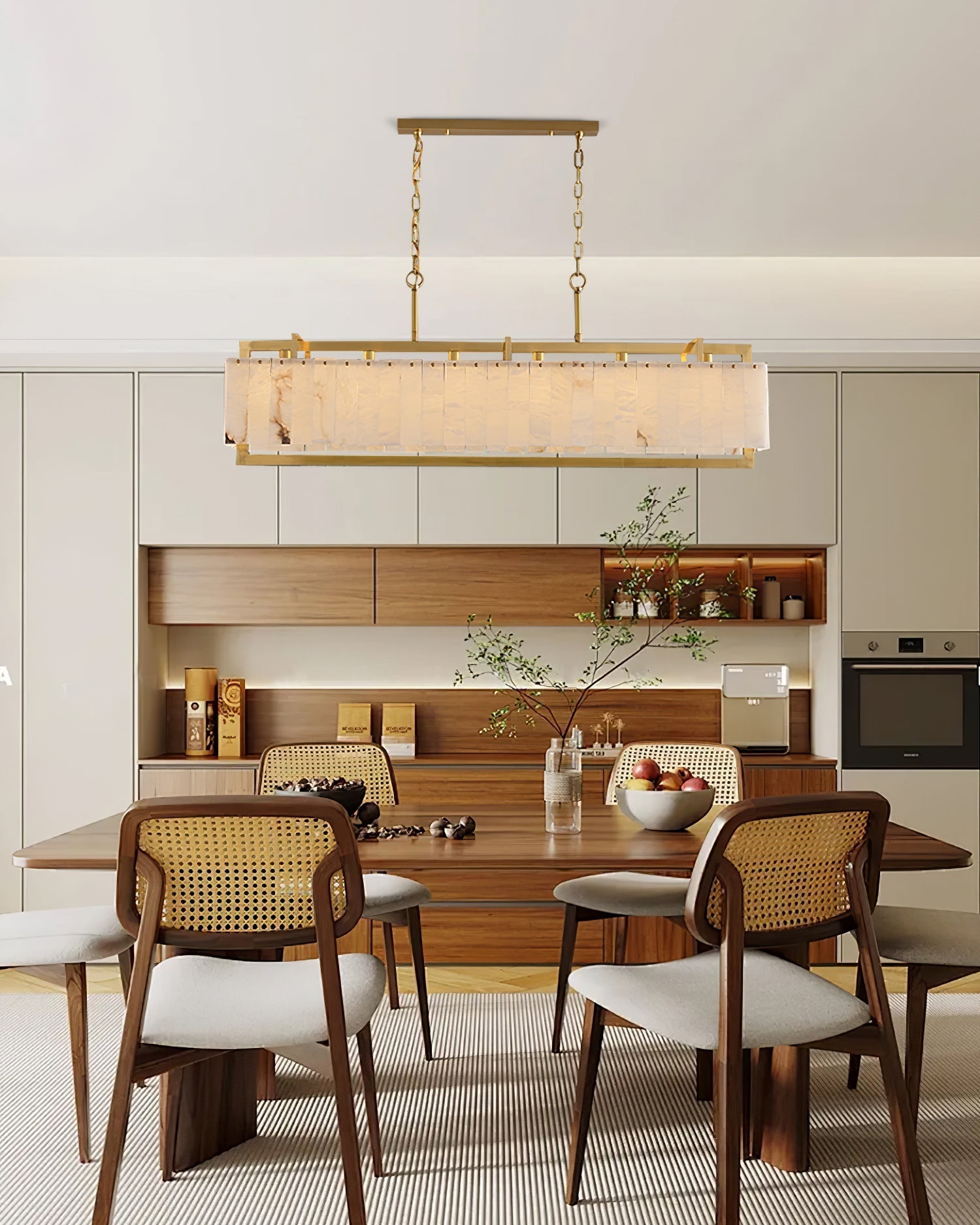 Ruben Chandelier Alabaster Rectangular Luxe - Neutralighting