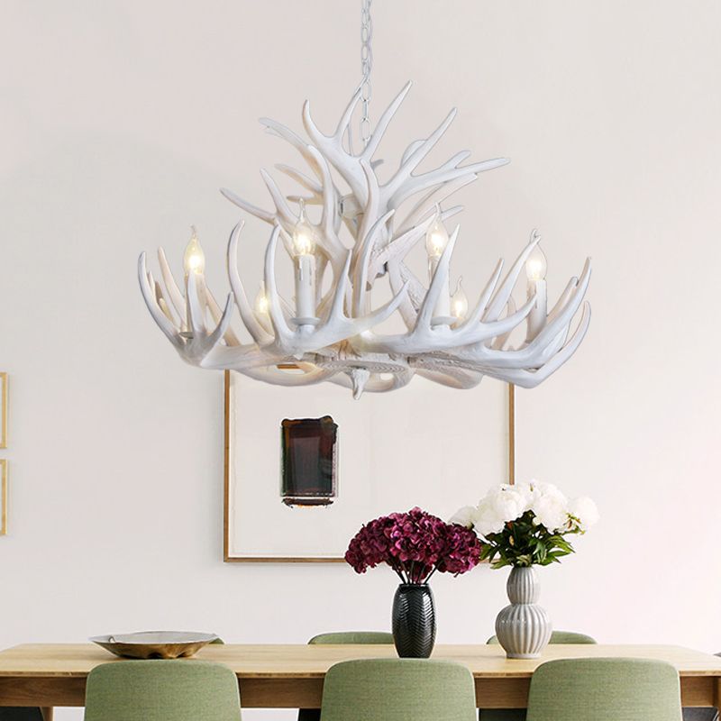 Silva Rustic Antler Metal/Resin Chandelier White Dining Room - Neutralighting