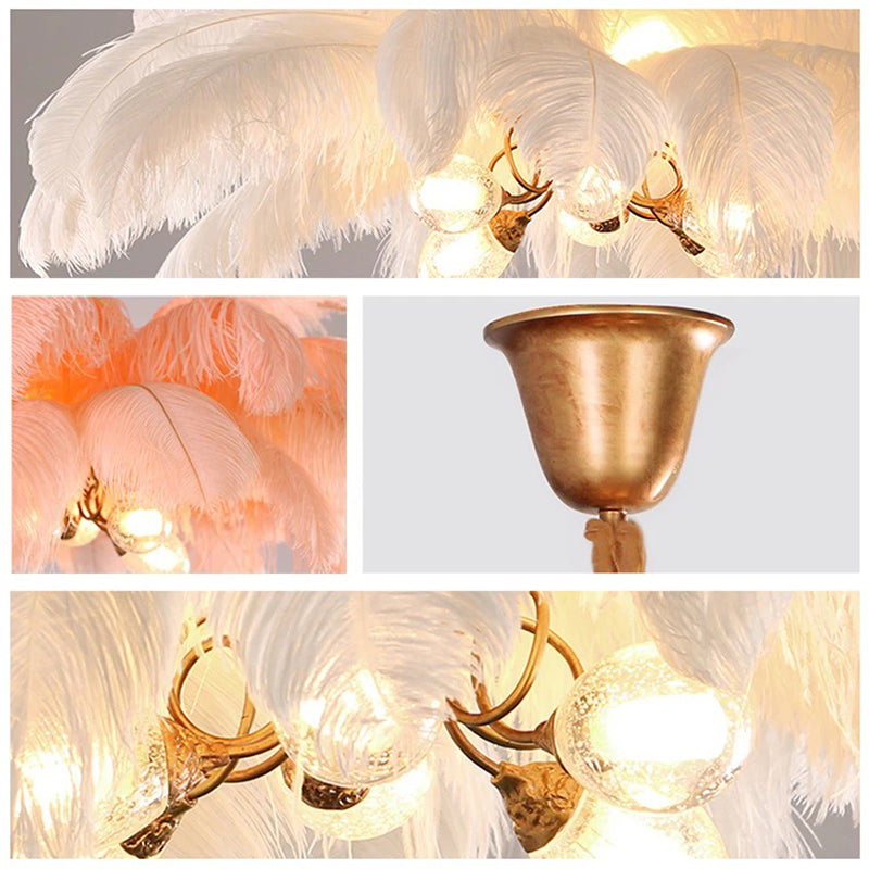 O'Moore Nordic Luxury Pendant Light, Brass/Feather - Neutralighting
