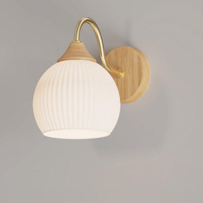Muto Nordic Minimalist Indoor Wall Lamp Glass Wood Bedroom Balcony - Neutralighting