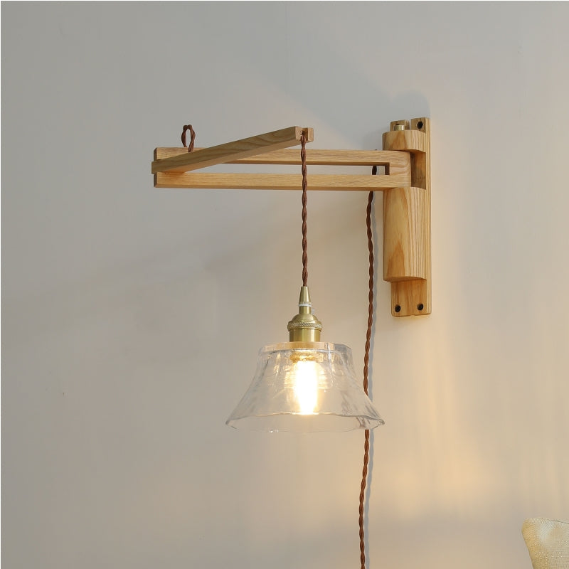 Muto Vintage Dome Ceramic/Wood Wall Lamp, Walnut/Wood/Clear - Neutralighting