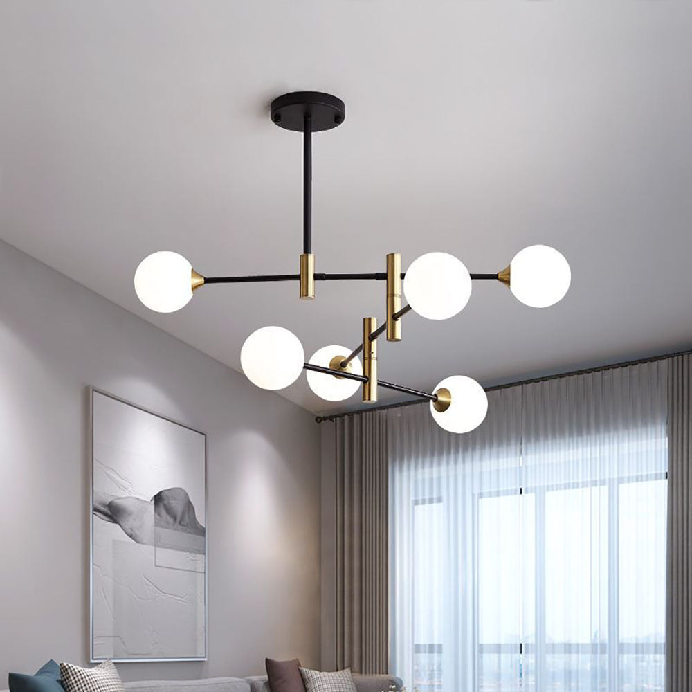 Valentina Nordic Spherical Bubble Metal/Glass Chandelier, Black/Gold - Neutralighting